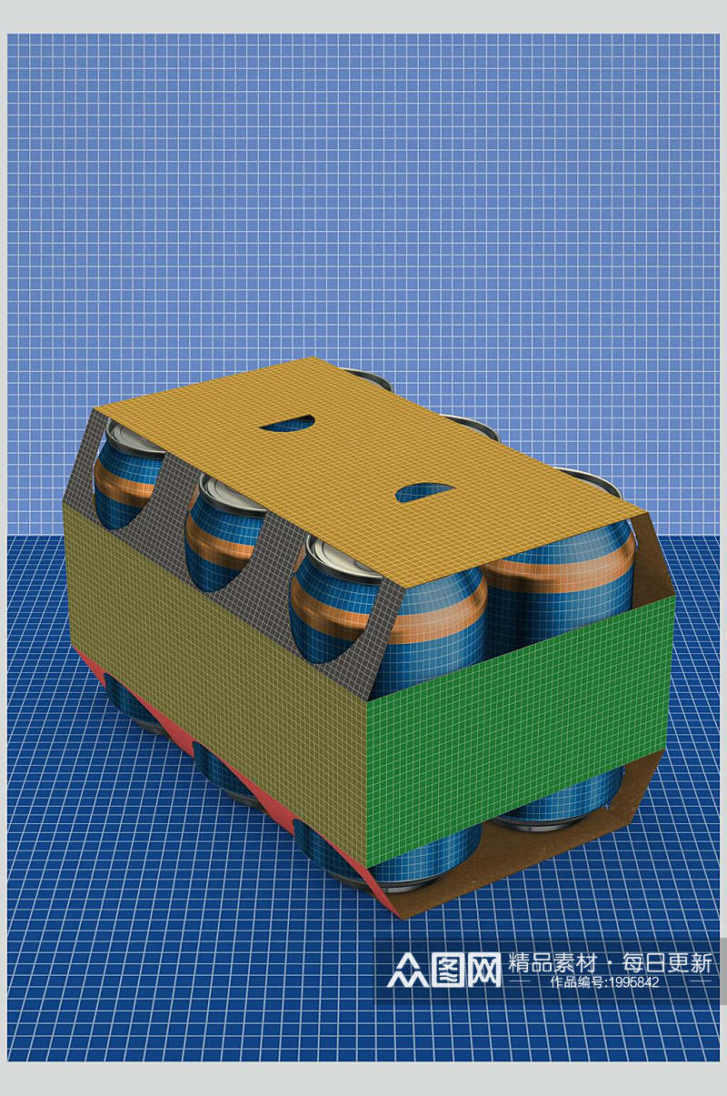 易拉罐镂空包装样机效果图素材