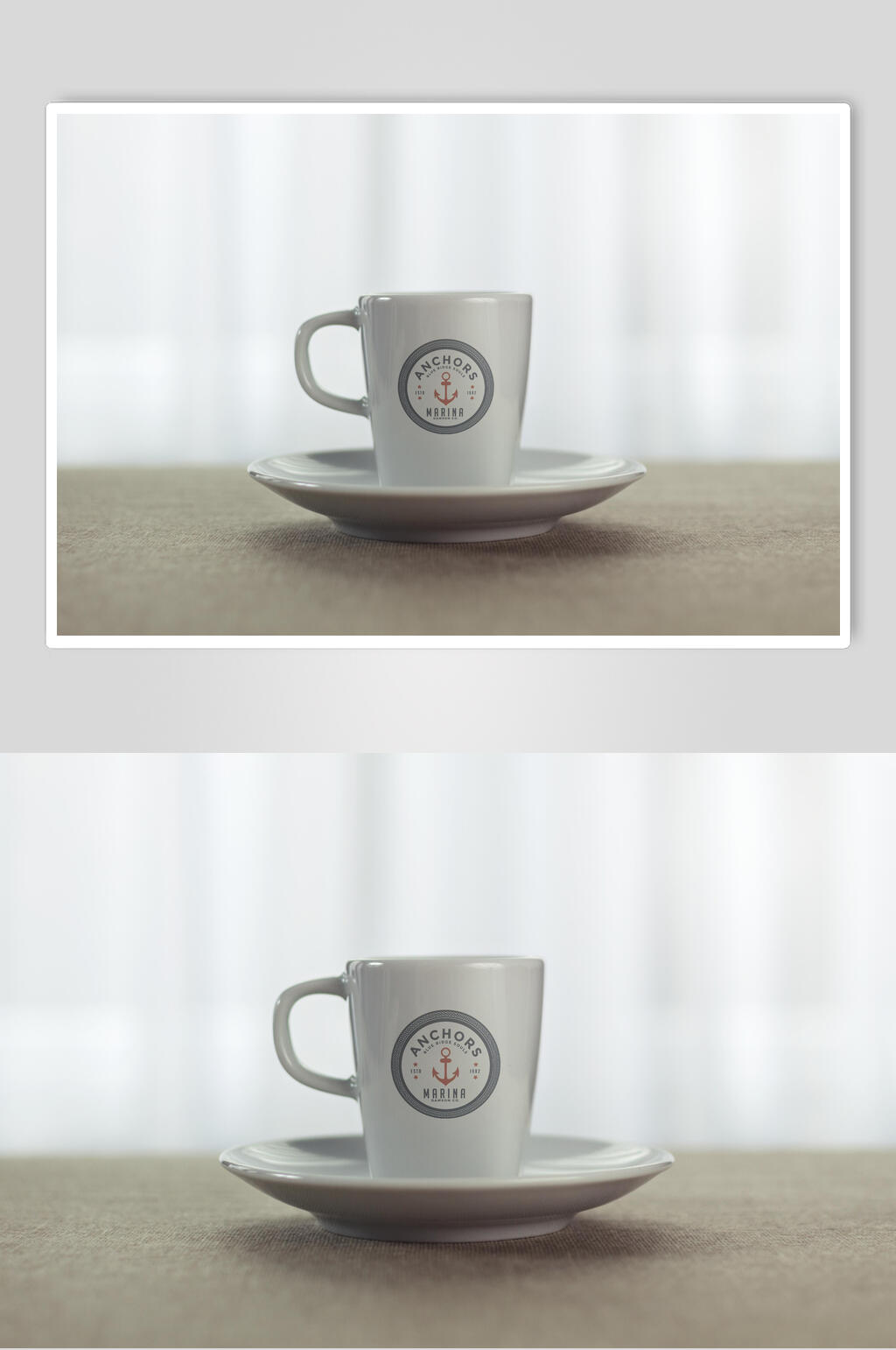白色咖啡杯子LOGO展示VI样机效果图素材