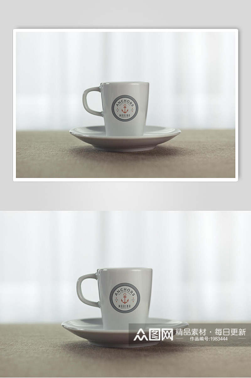 白色咖啡杯子LOGO展示VI样机效果图素材