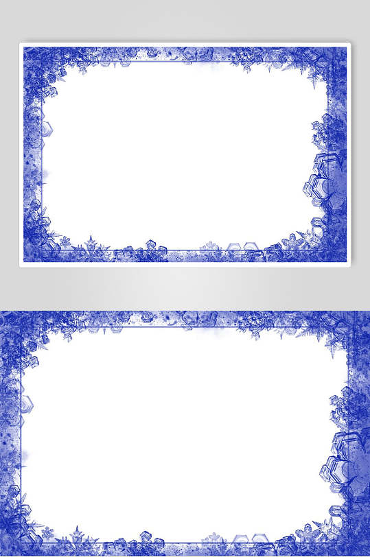 圣诞节雪花相框两联蓝色雪花边框