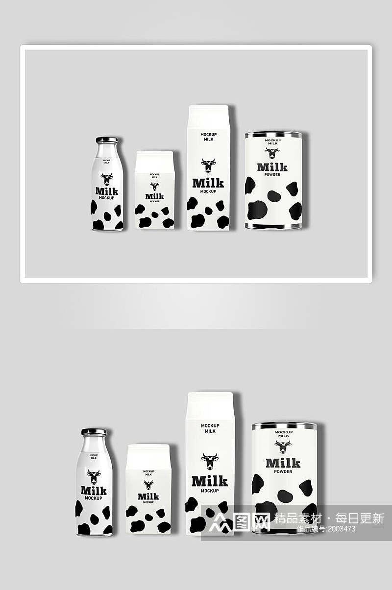 特色牛奶盒包装样机效果图素材