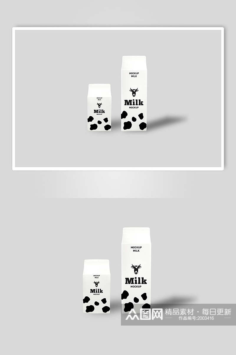 牛奶盒包装盒装样机效果图素材