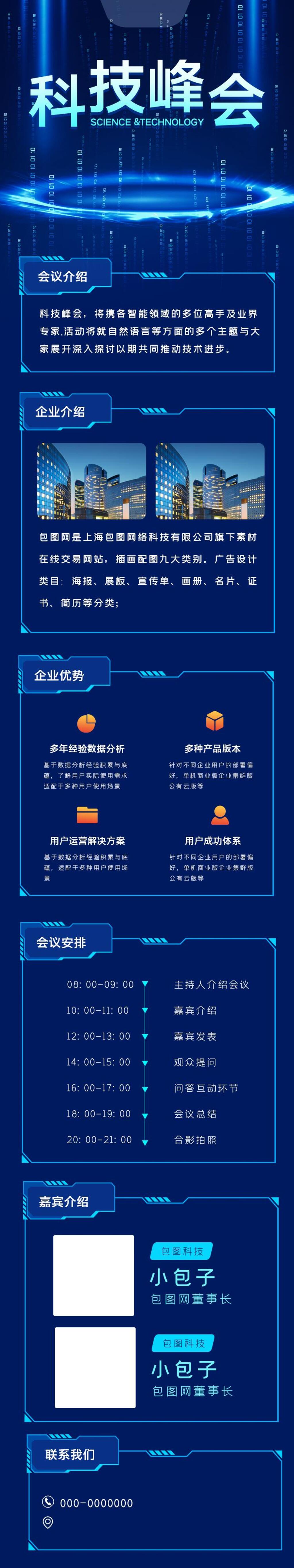 科技峰会数据报告手机H5长图素材
