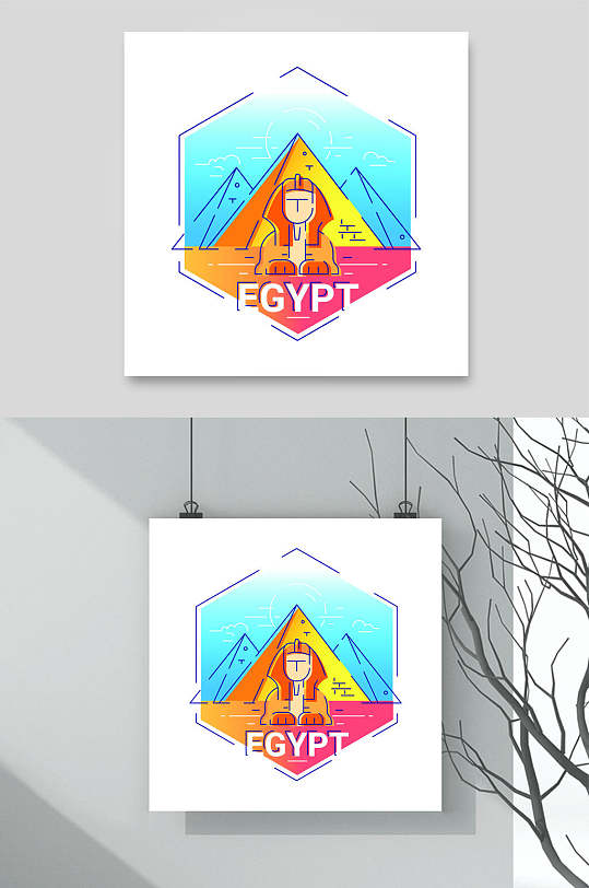 世界旅游建筑矢量插画素材埃及金字塔