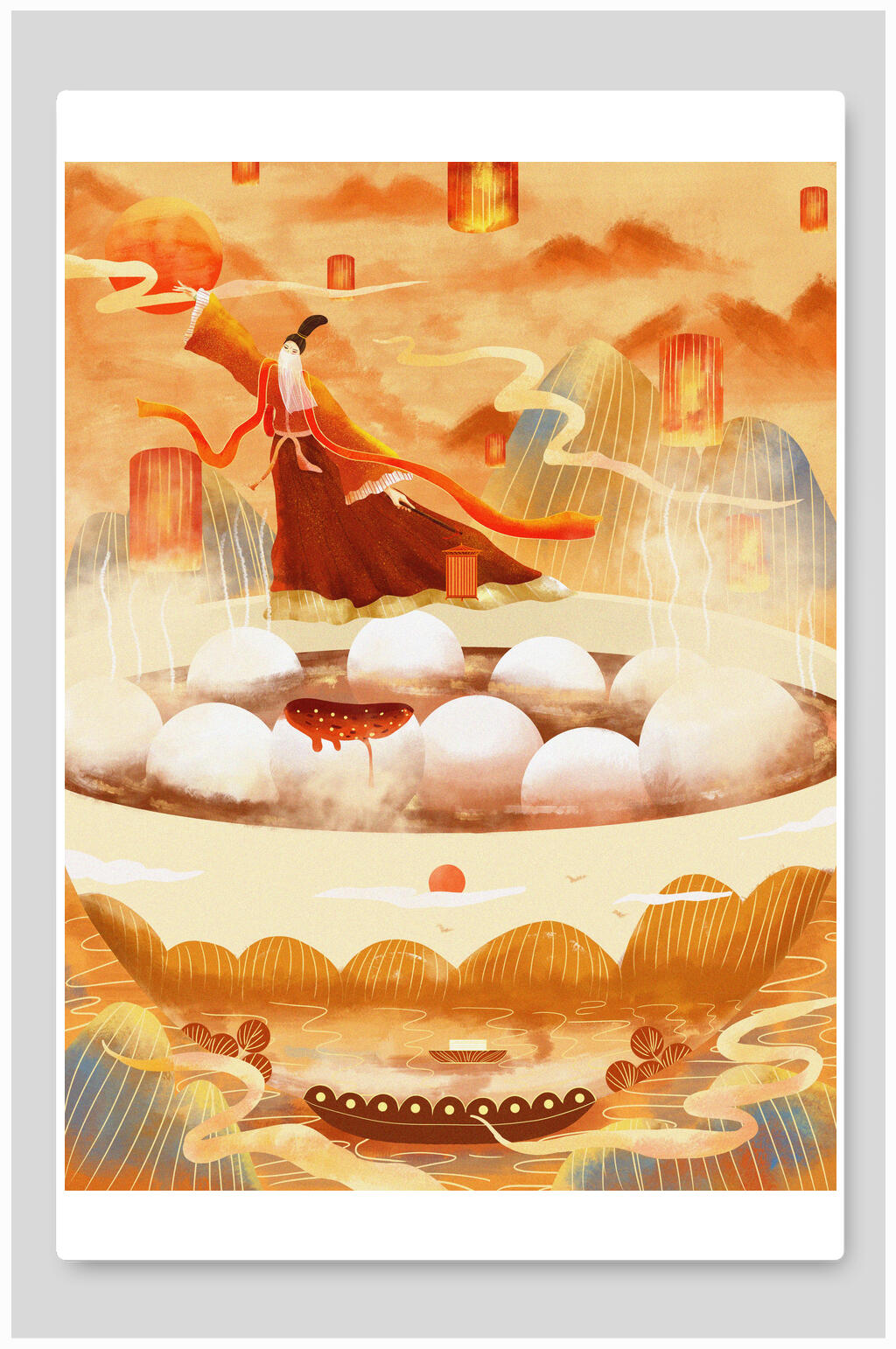 元宵节插画中国传统元宵节快乐素材
