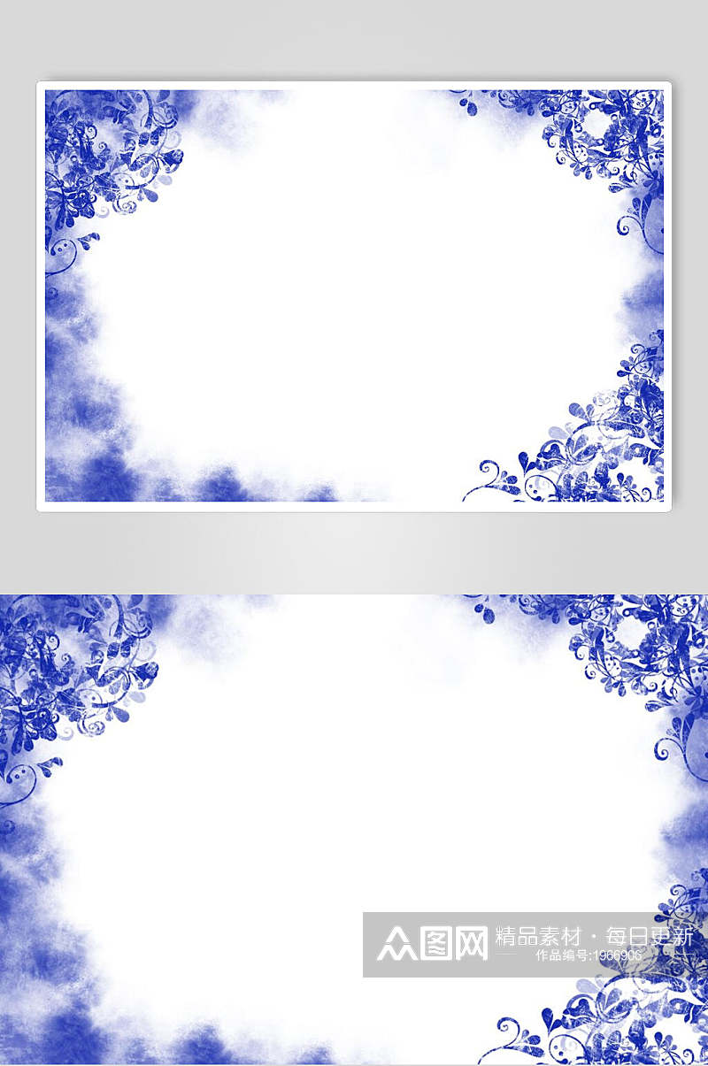 蓝白西方节日圣诞节雪花相框高清图片素材