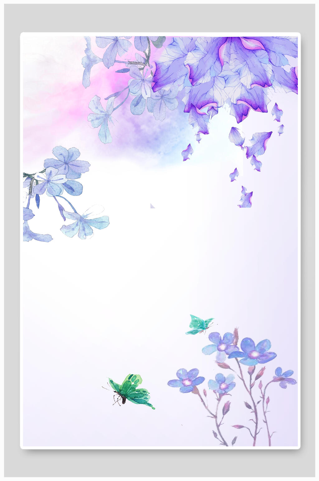 清新淡雅水彩花鸟背景模版素材素材