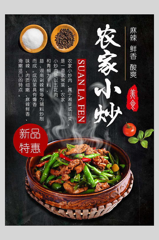 新品特惠农家小炒菜谱菜单价格表海报