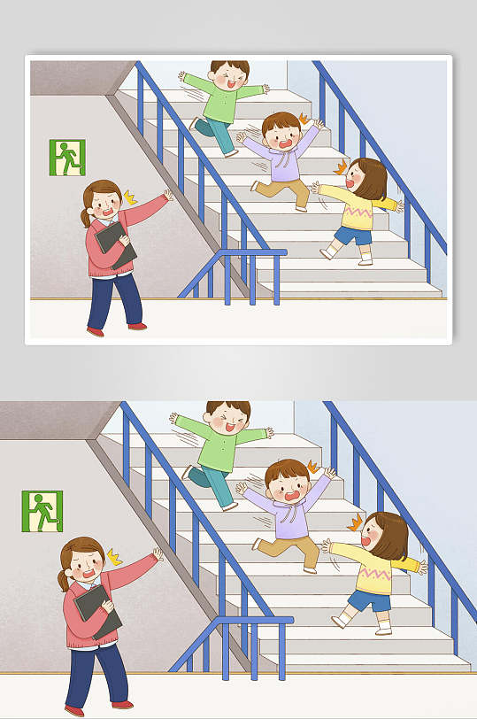 大气秀丽文明走路儿童安全教育插画素材插画