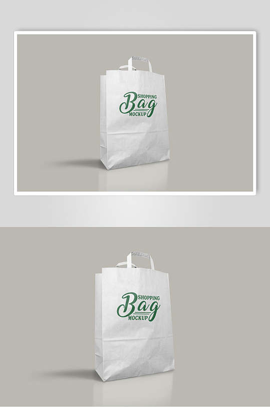 简约绿色白色展示手提袋样机效果图