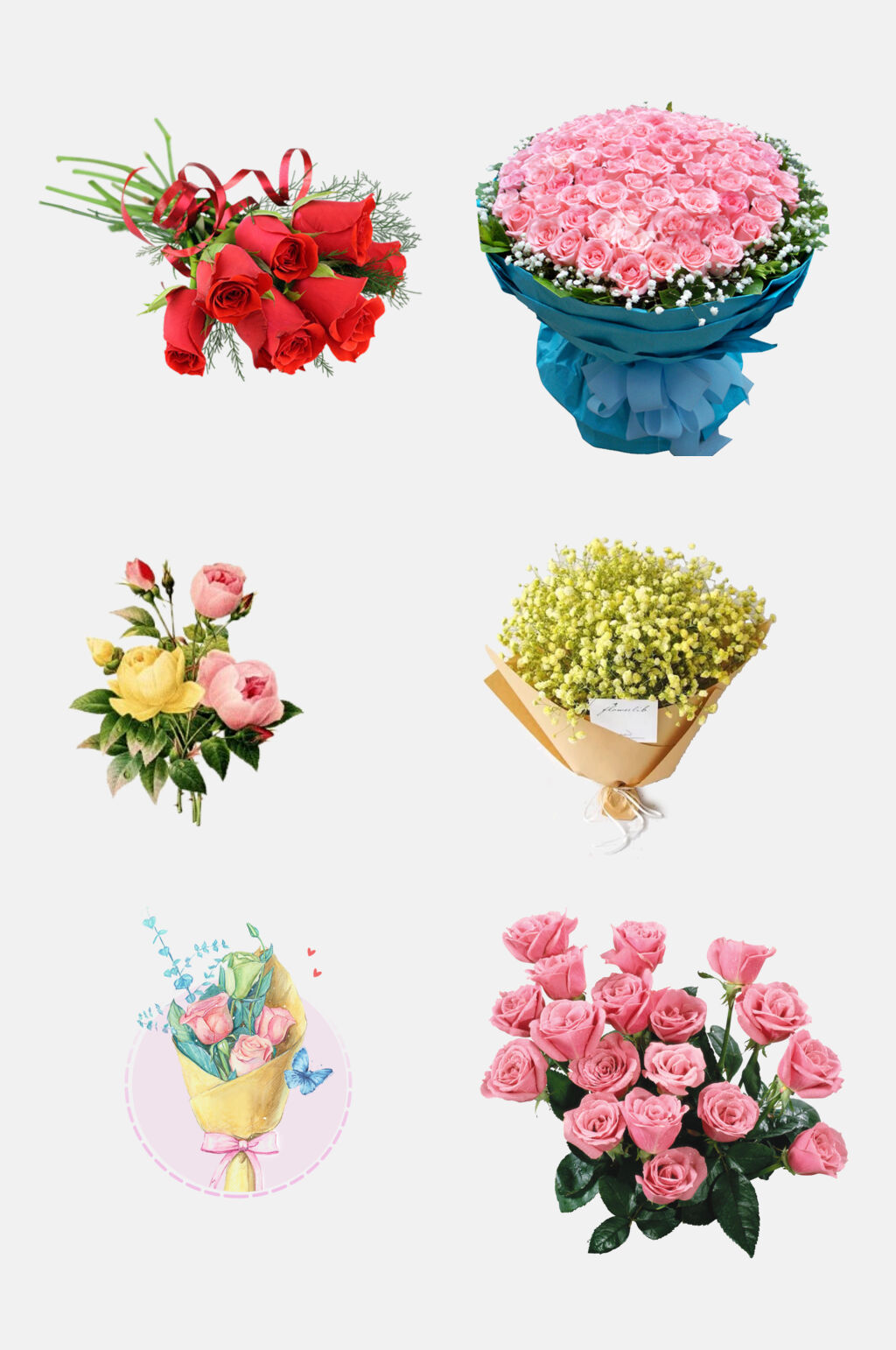 婚礼花束手捧花免抠元素花束集合2素材