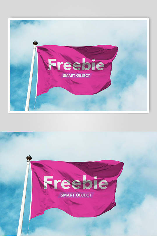 紫色简约高端旗帜样机效果图样机