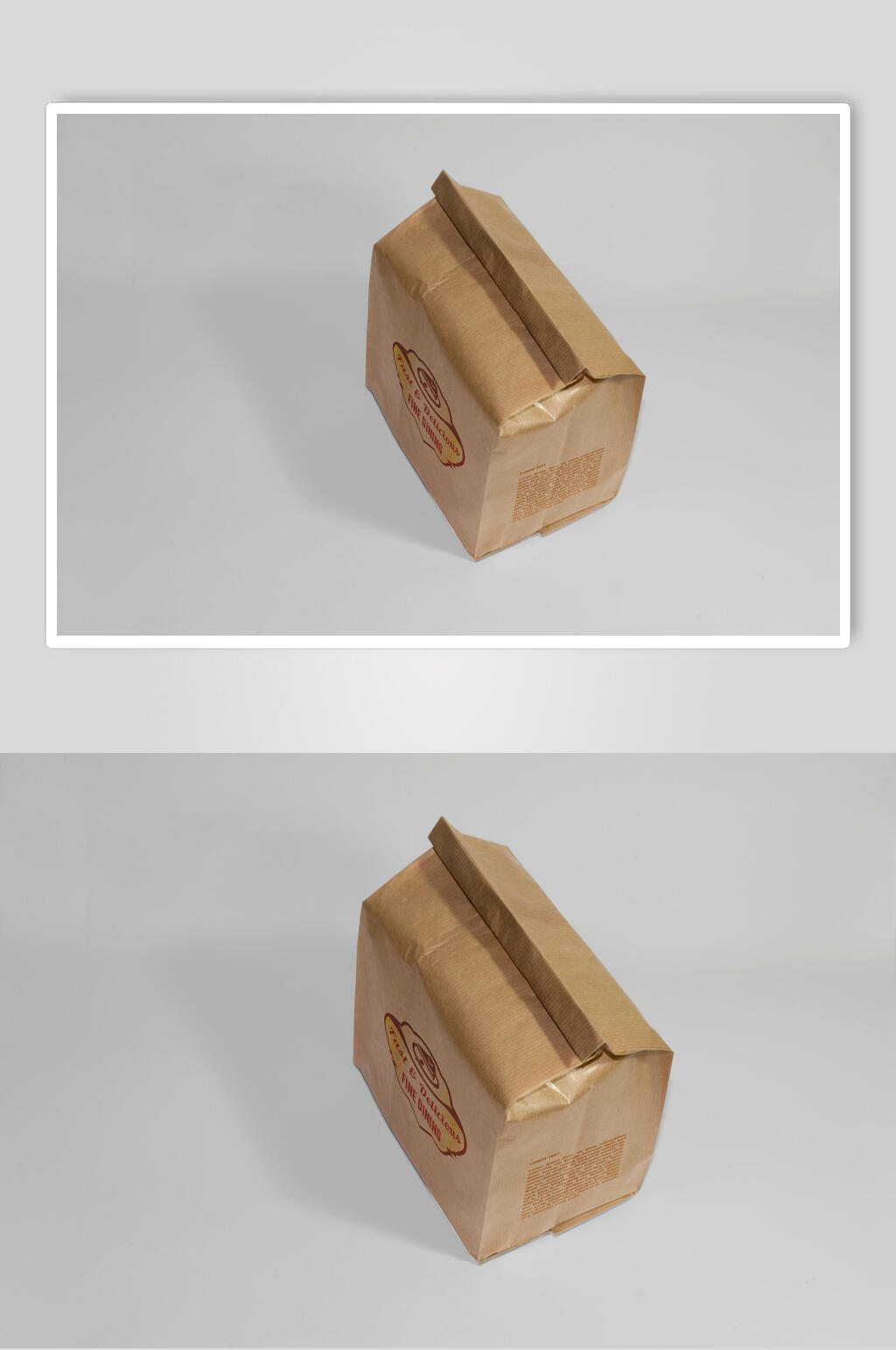 卡其色纸箱食品袋样机效果图素材