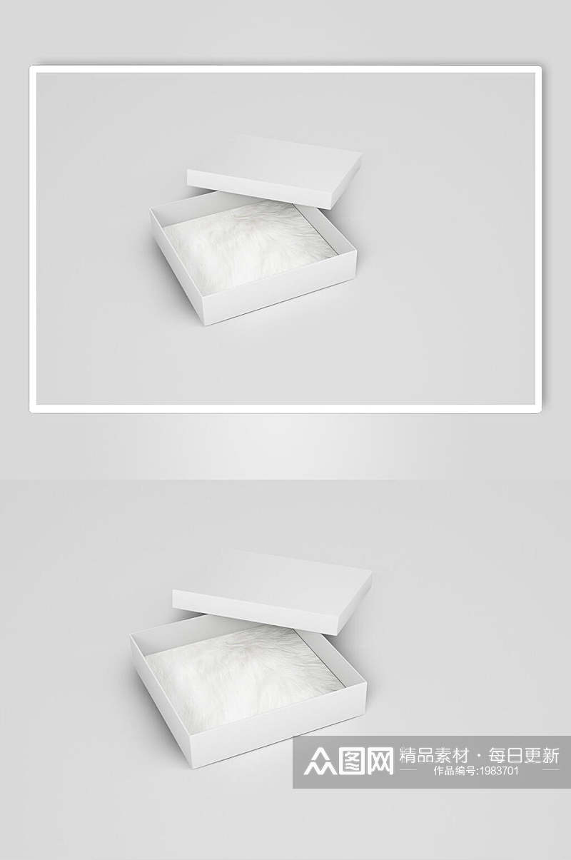 白色极简方形首饰礼盒样机效果图素材