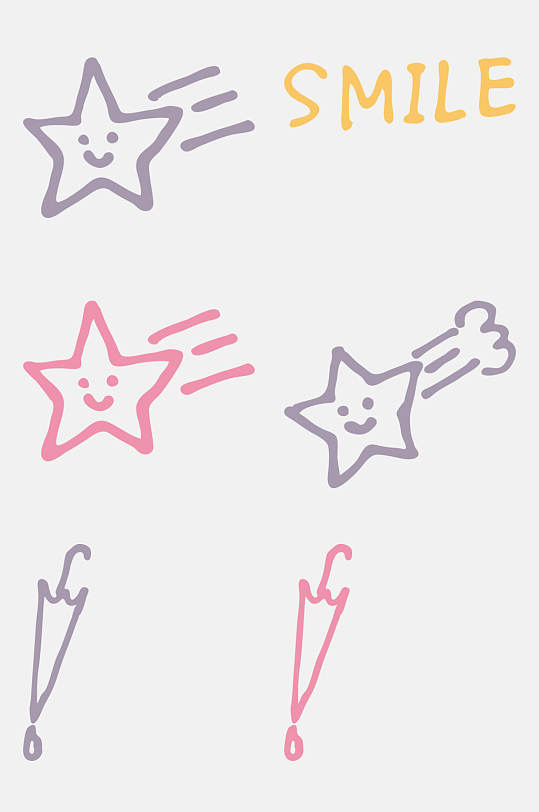 手绘蜡笔免抠元素手绘星星图案