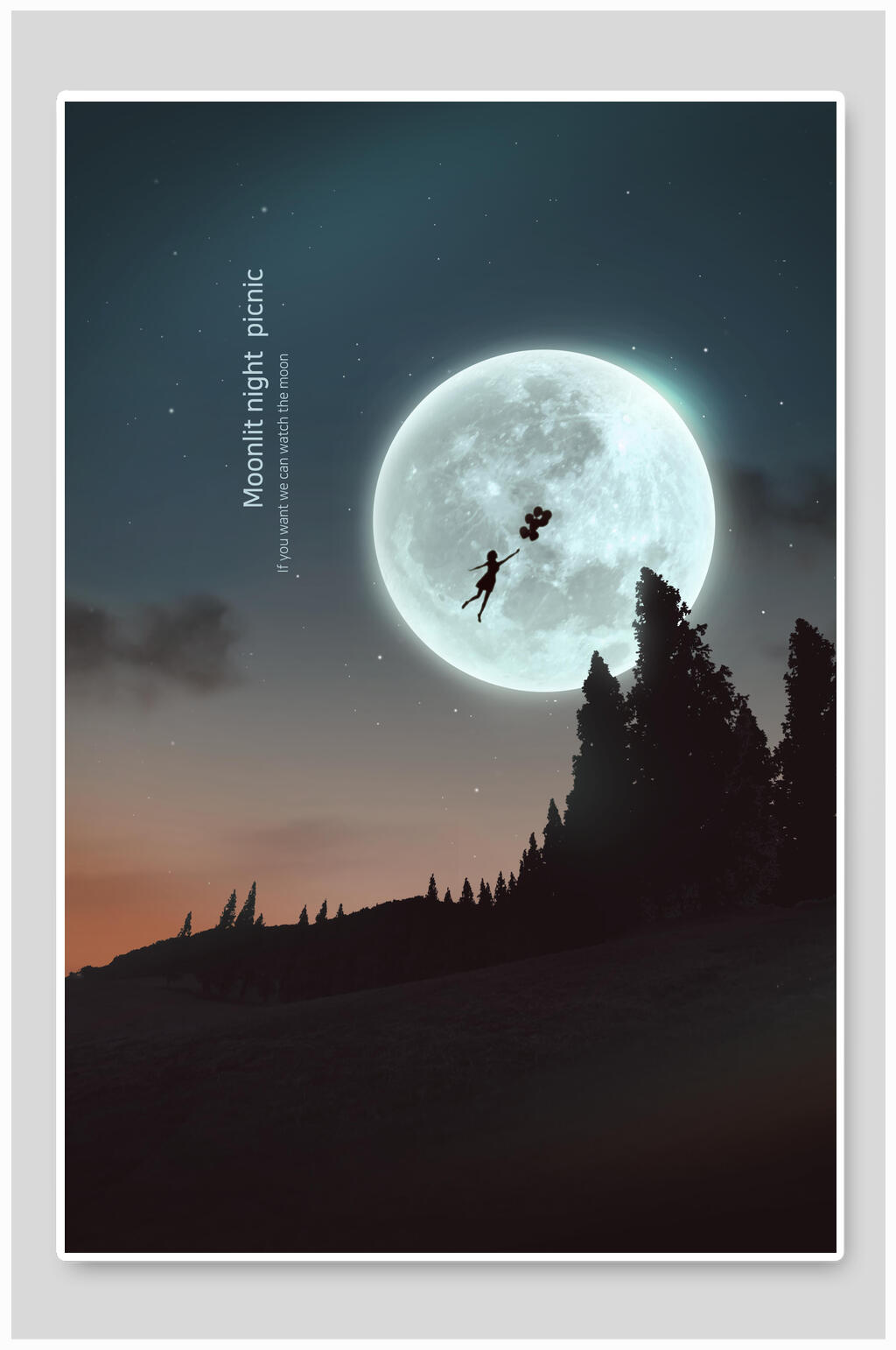 飞向月亮中秋节创意海报素材