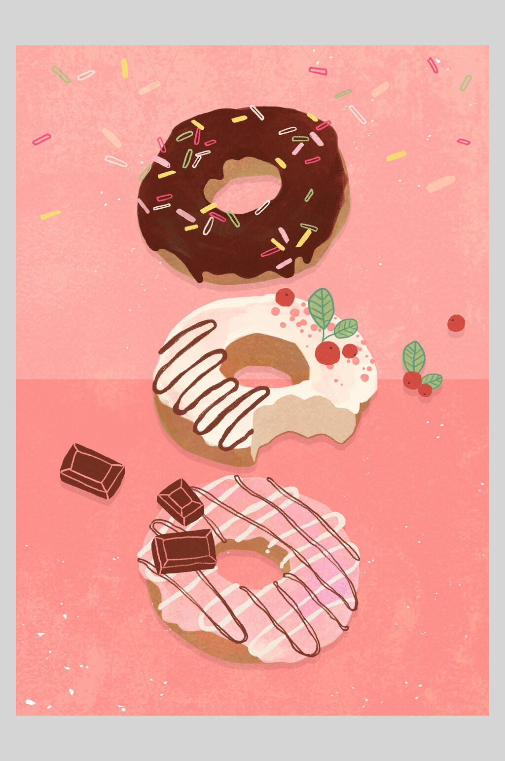 粉色甜品甜甜圈粉色创意海报
