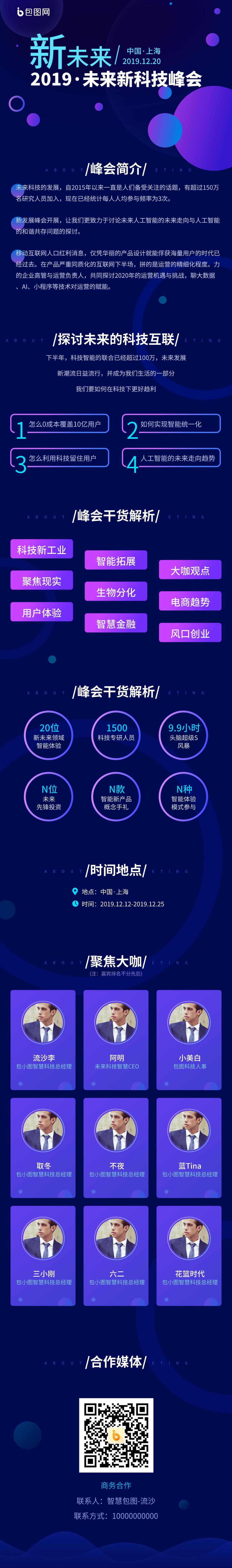 新未来科技峰会数据报告手机H5长图素材