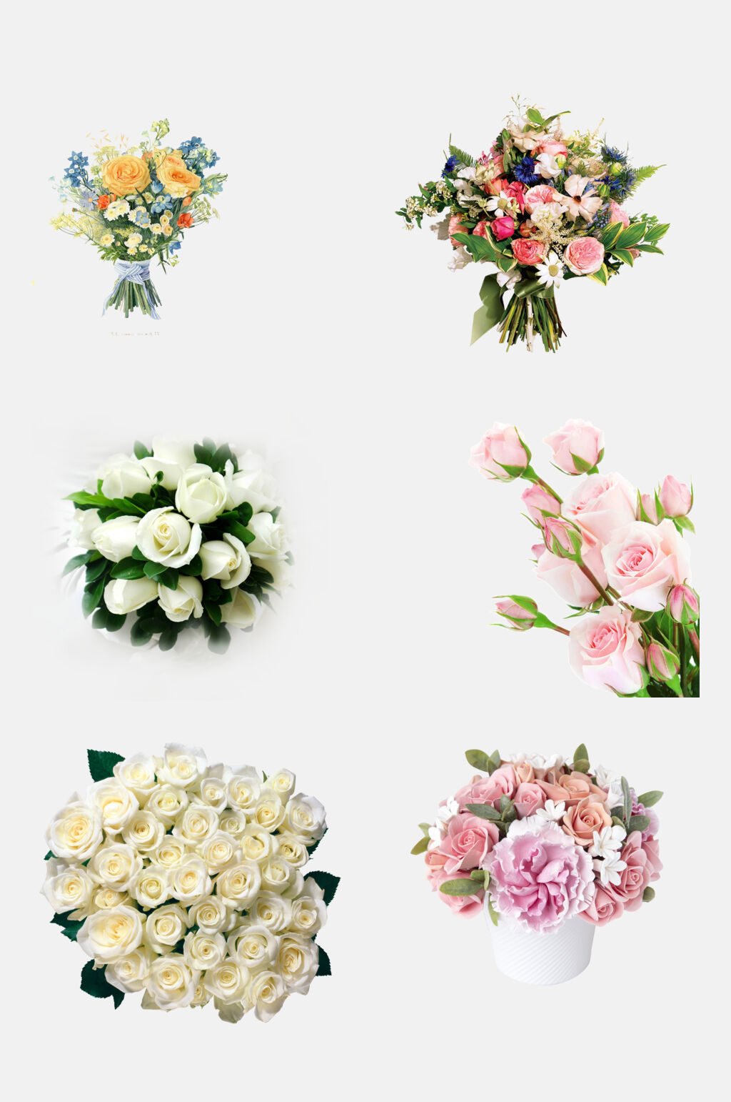 婚礼花束手捧花免抠元素花束集合5素材