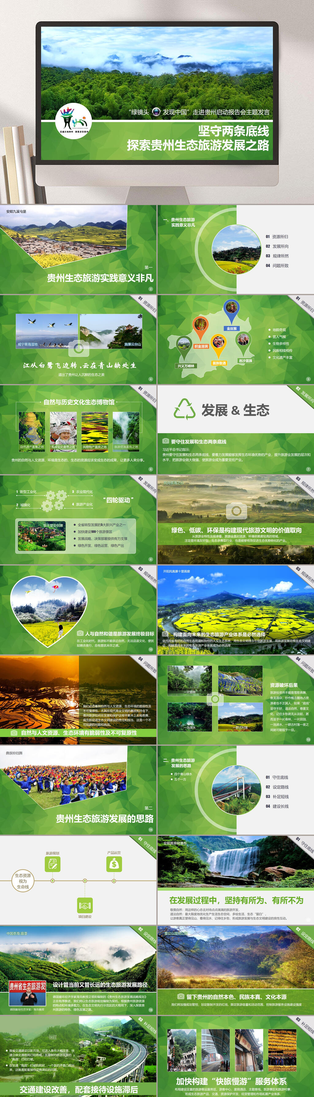 绿色环保贵州生态旅游发展之路宣传ppt