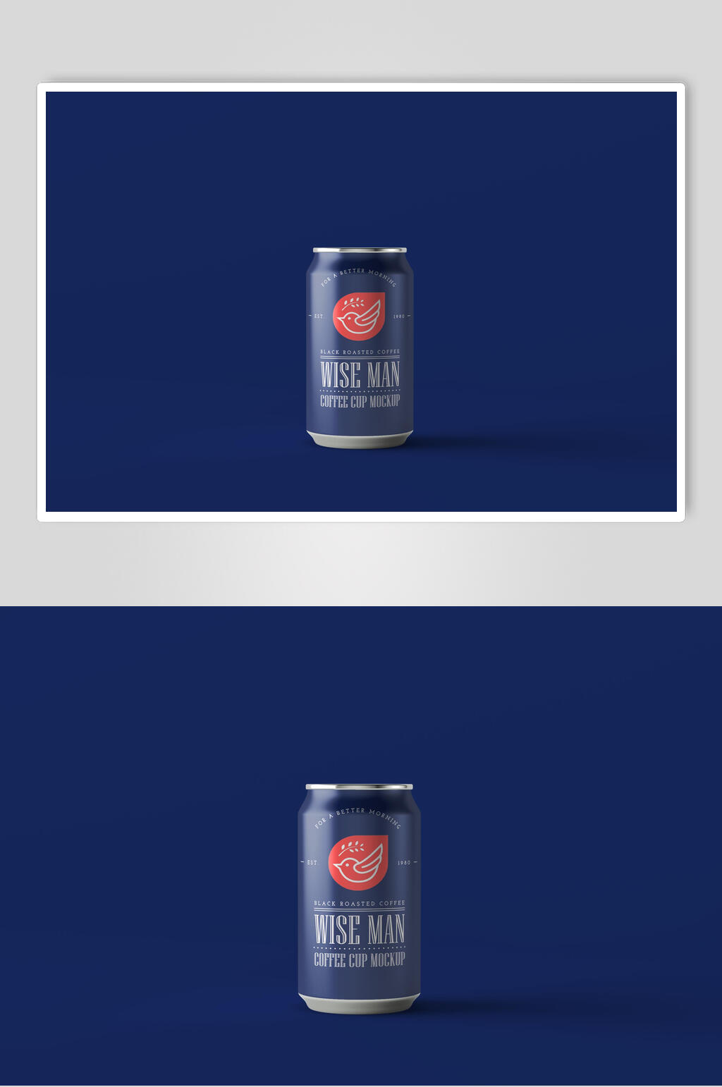蓝色炫酷易拉罐样机效果图素材