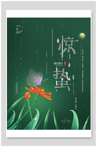 中国风花鸟惊蛰海报
