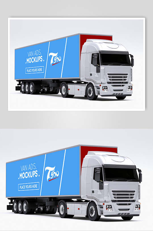 简约炫酷蓝色货车样机