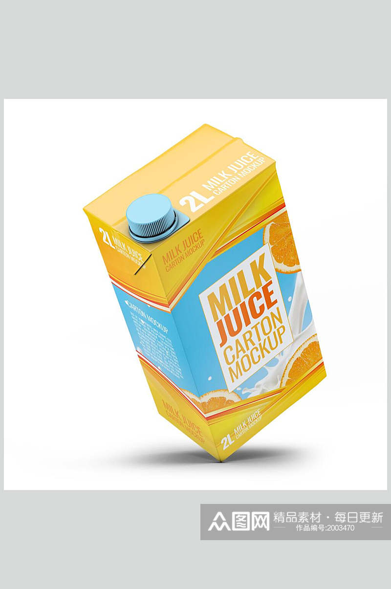 大容量果汁饮品牛奶盒包装样机效果图素材