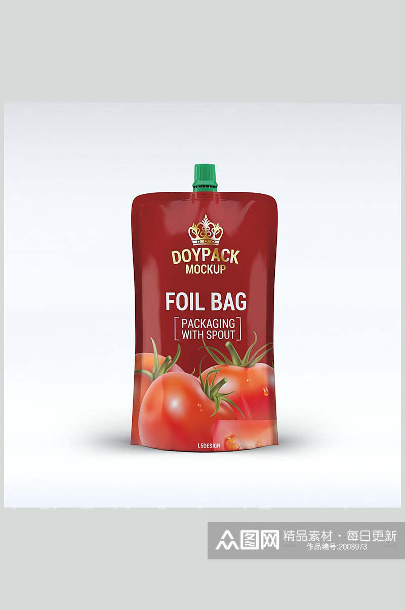 西红柿汁食品袋样机效果图素材