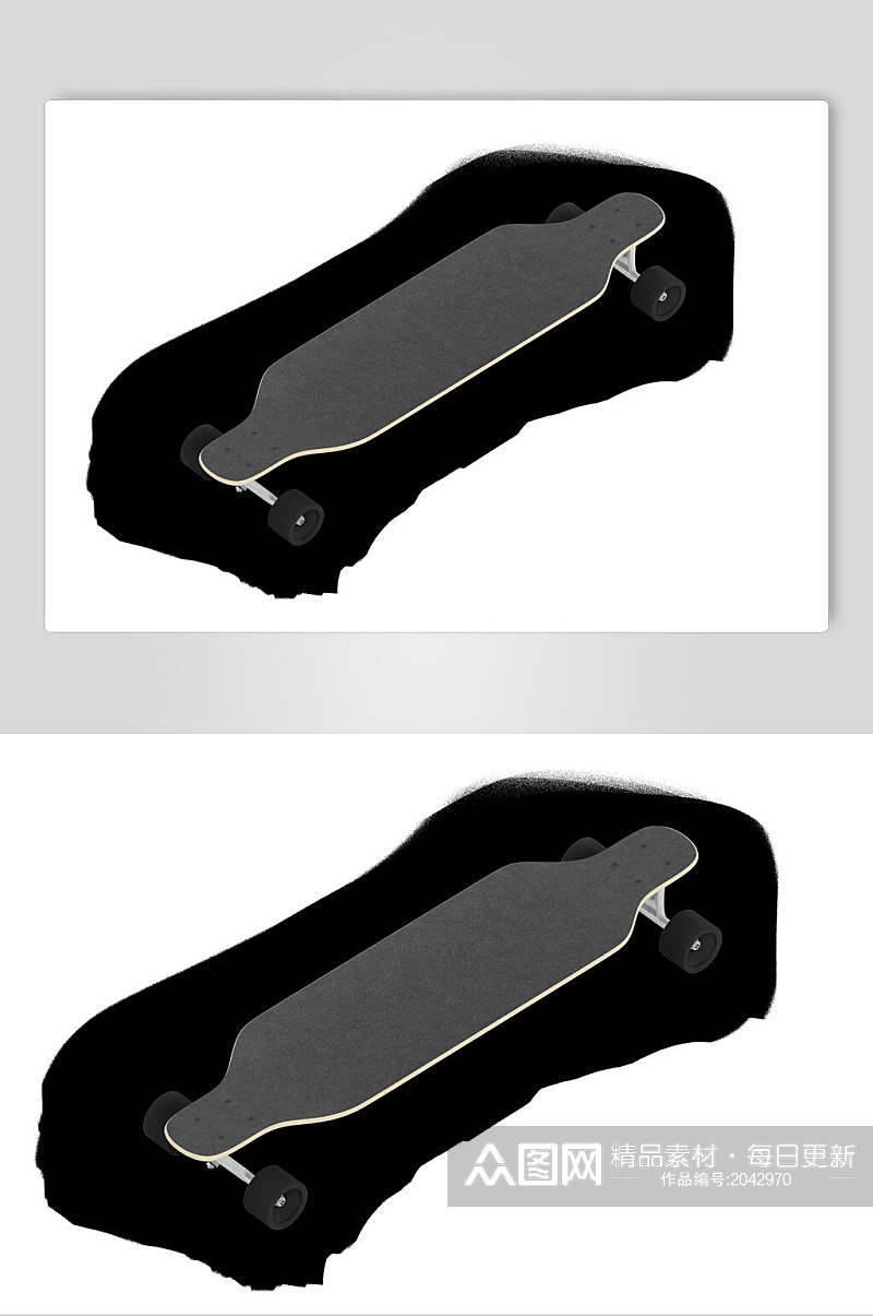 黑色炫酷滑板样机素材