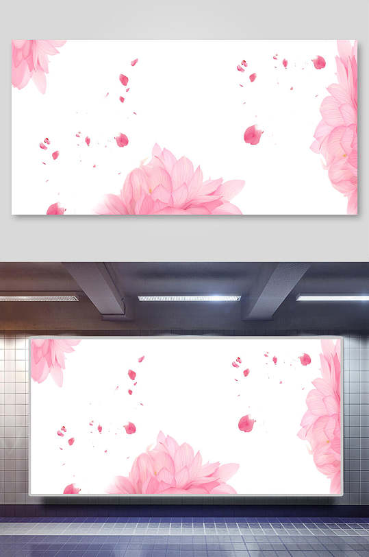 粉色清新淡雅花卉花瓣背景模版素材