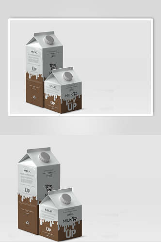 精致牛奶盒包装样机效果图