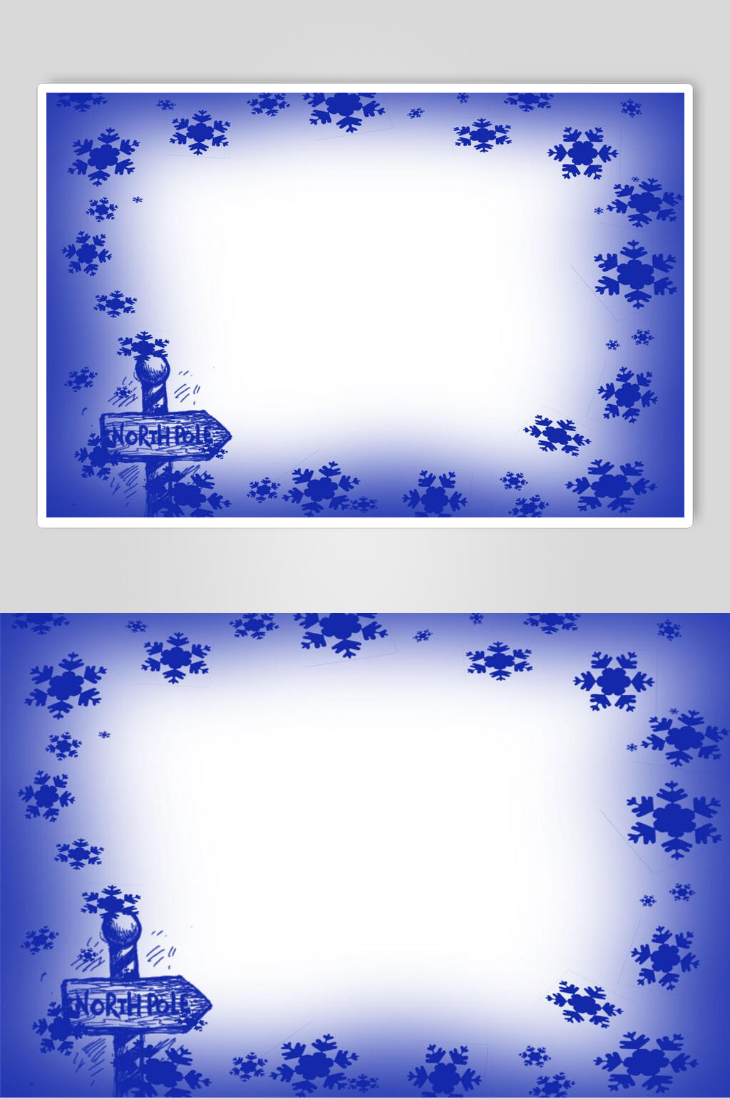 蓝色渐变圣诞节雪花相框高清图片素材