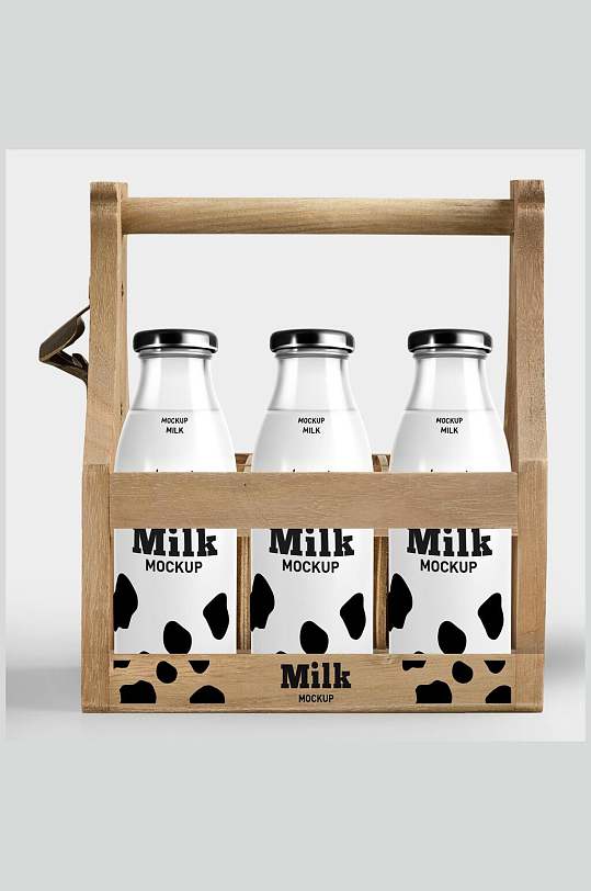 简约黑白牛奶盒包装样机效果图