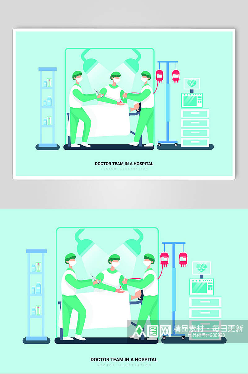 医院医疗场景矢量插画素材医生和患者素材