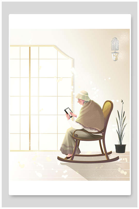 孤独老人插画图片-孤独老人插画素材下载-众图网