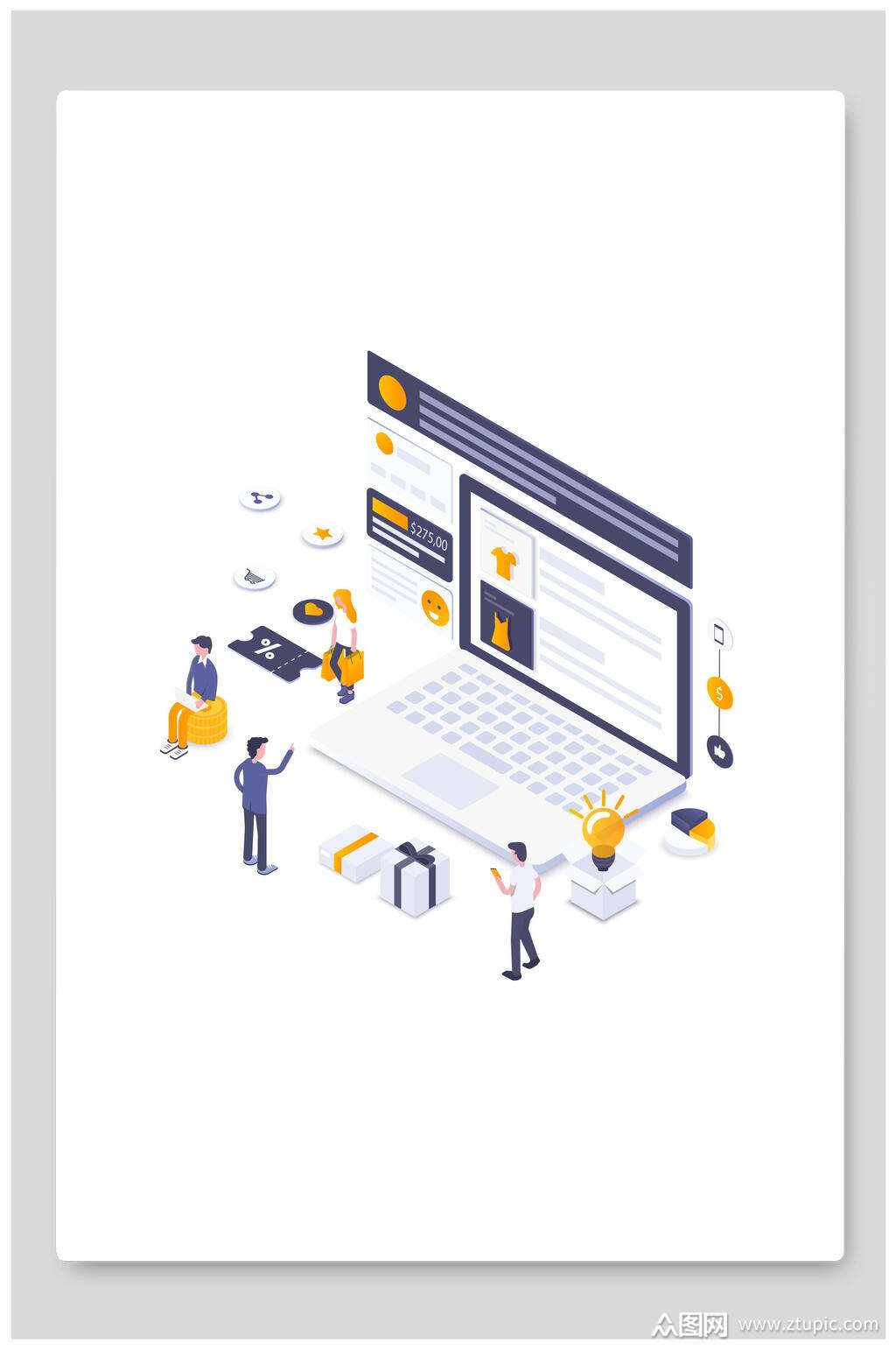 扁平化商业办公插画办公室场景模板下载-编号1979961-众图网