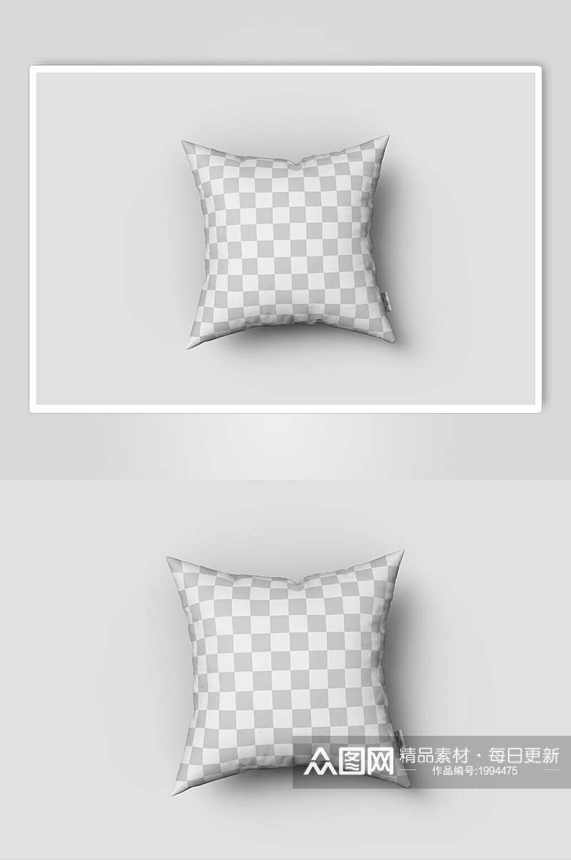格子风方形枕头抱枕样机效果图素材