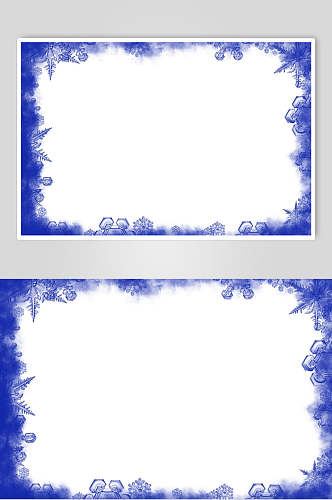 水彩风蓝色圣诞节雪花相框高清图片