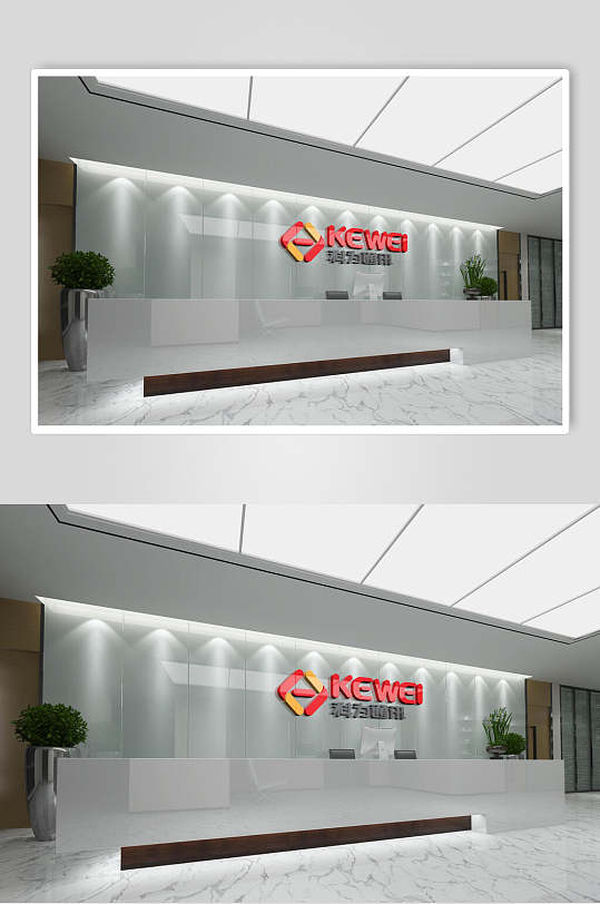 时尚大气公司前台背景墙展示样机-众图网