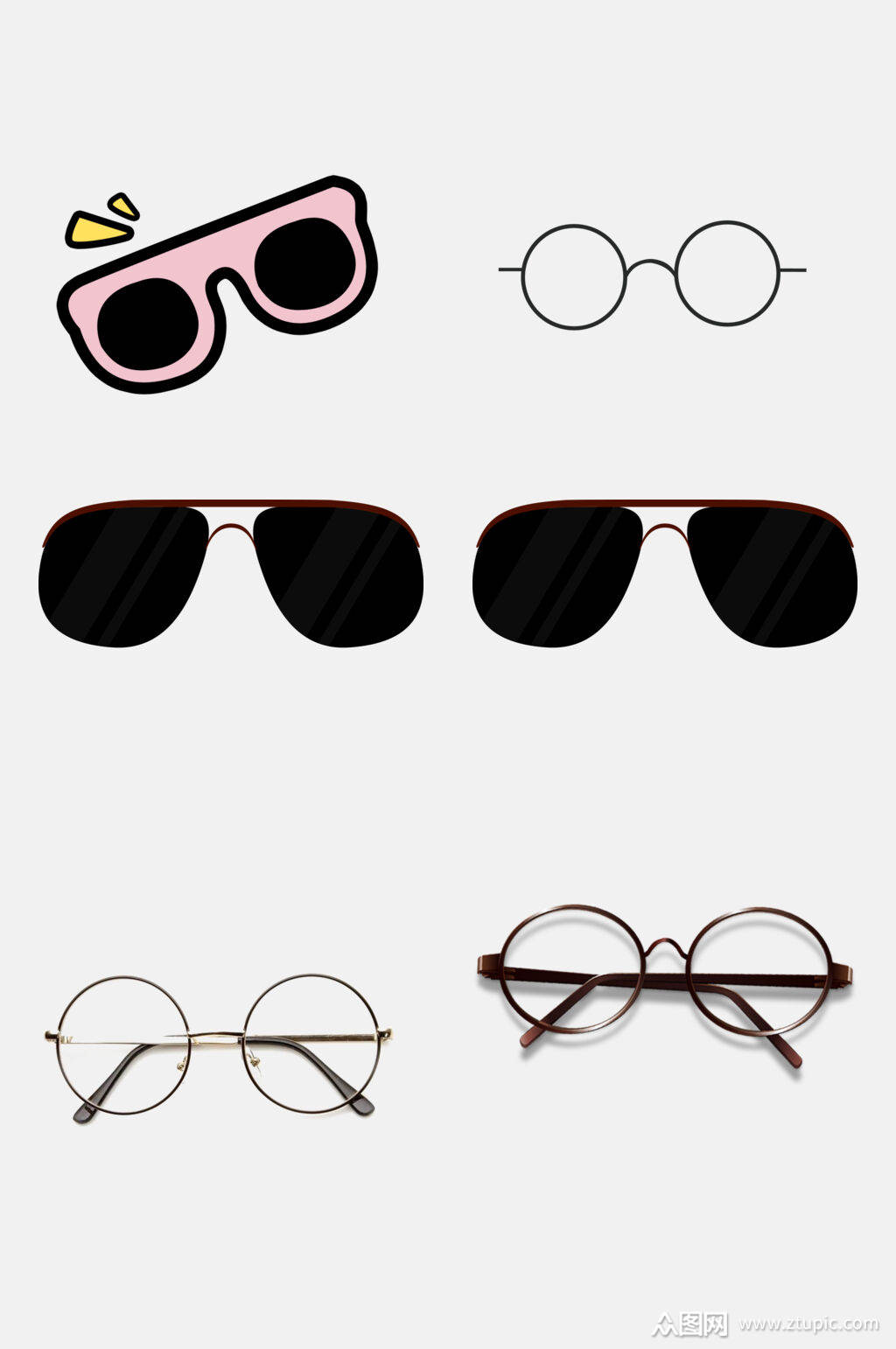 墨镜免抠元素卡通眼镜模板下载-编号1989182-众图网