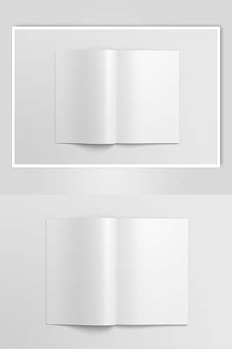 极简白色折页书籍海报画册样机效果图