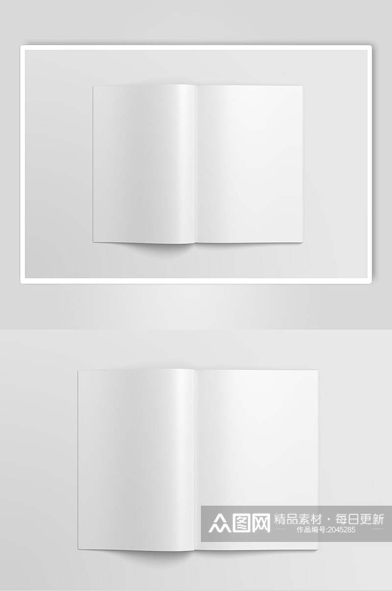 极简白色折页书籍海报画册样机效果图素材