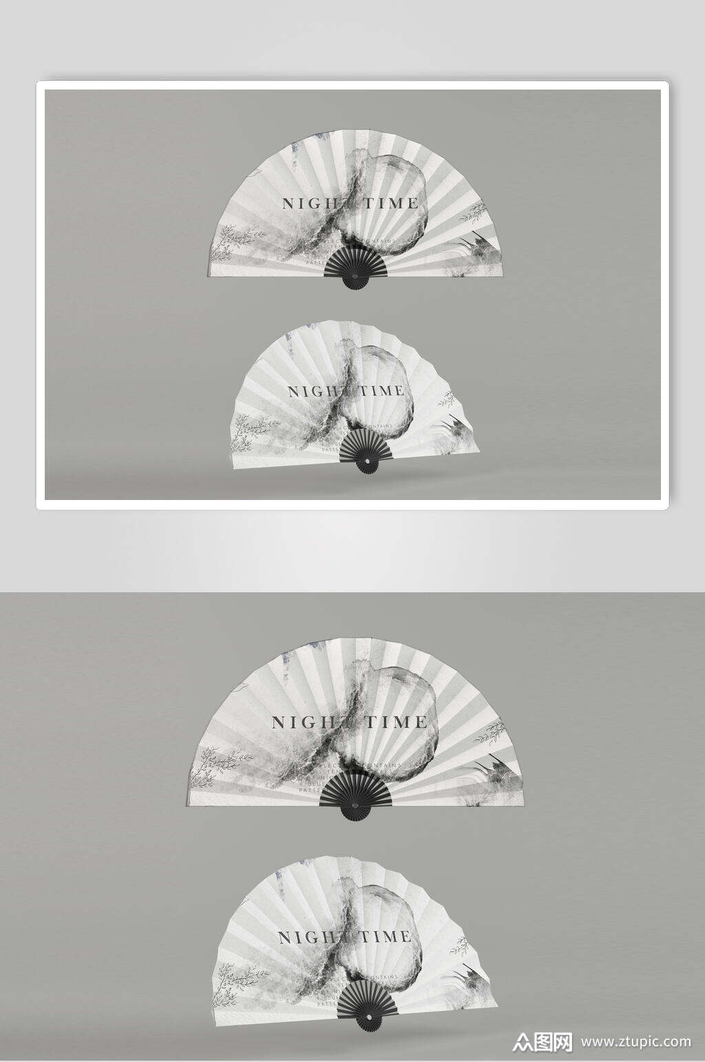 水墨色大气简约扇子样机