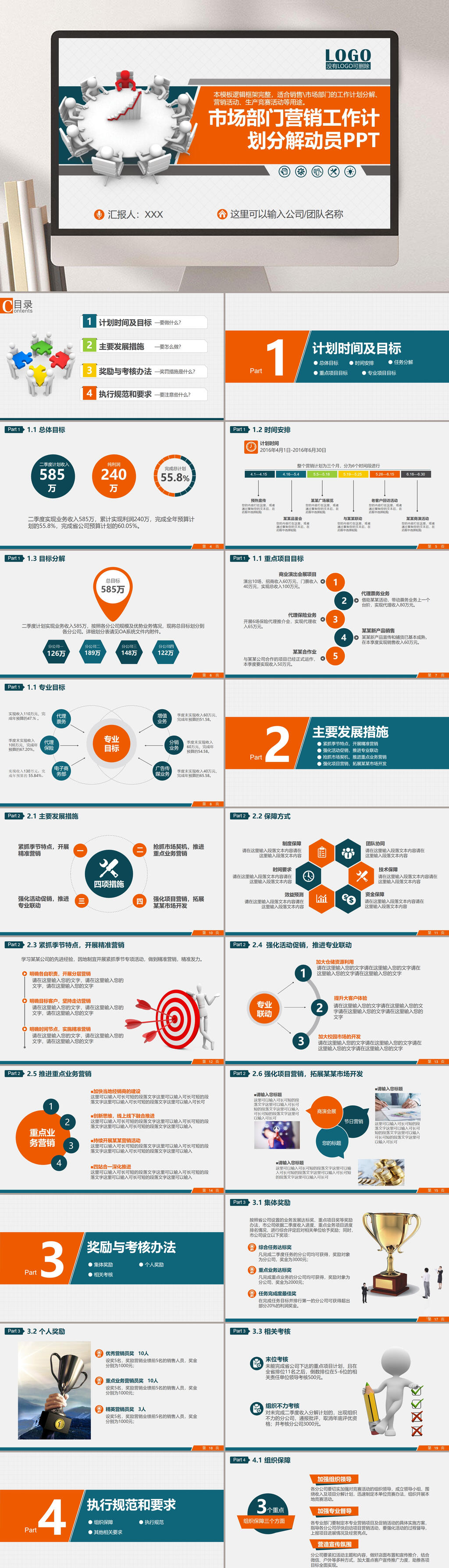 市場(chǎng)營(yíng)銷部門(mén)工作計(jì)劃分解動(dòng)員企業(yè)PPT素材