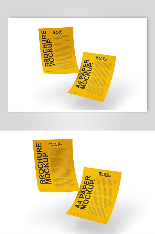黄色海报画册样机效果图-众图网