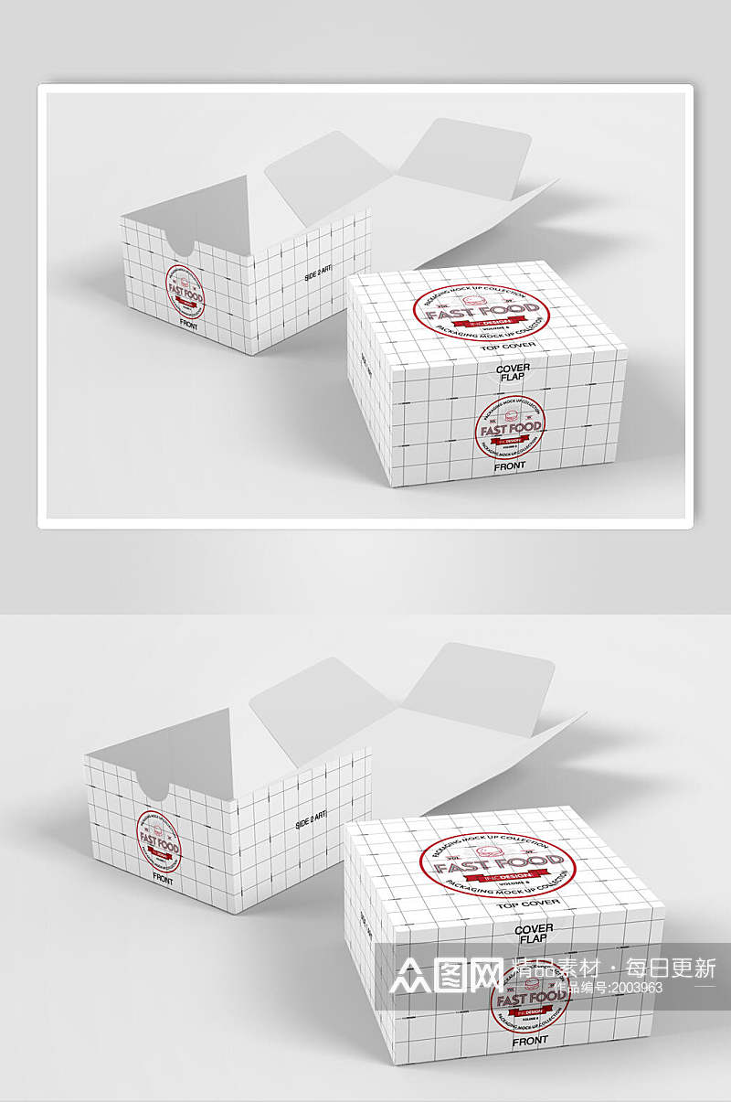 方形纸盒零食袋样机效果图素材