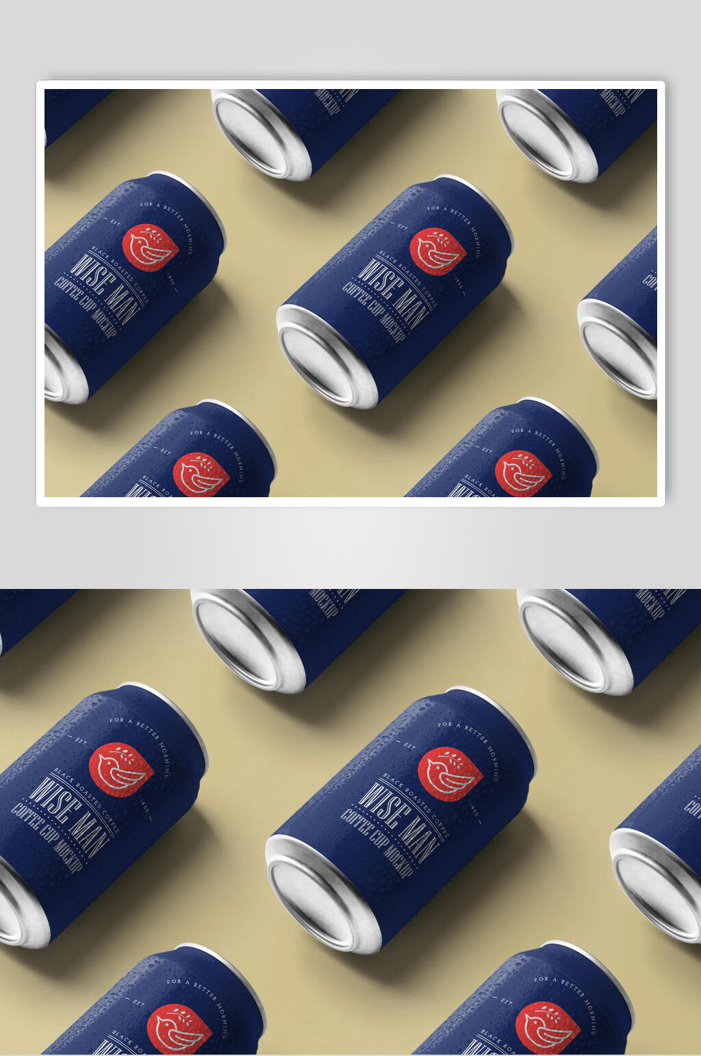 优雅蓝啤酒易拉罐样机效果图素材