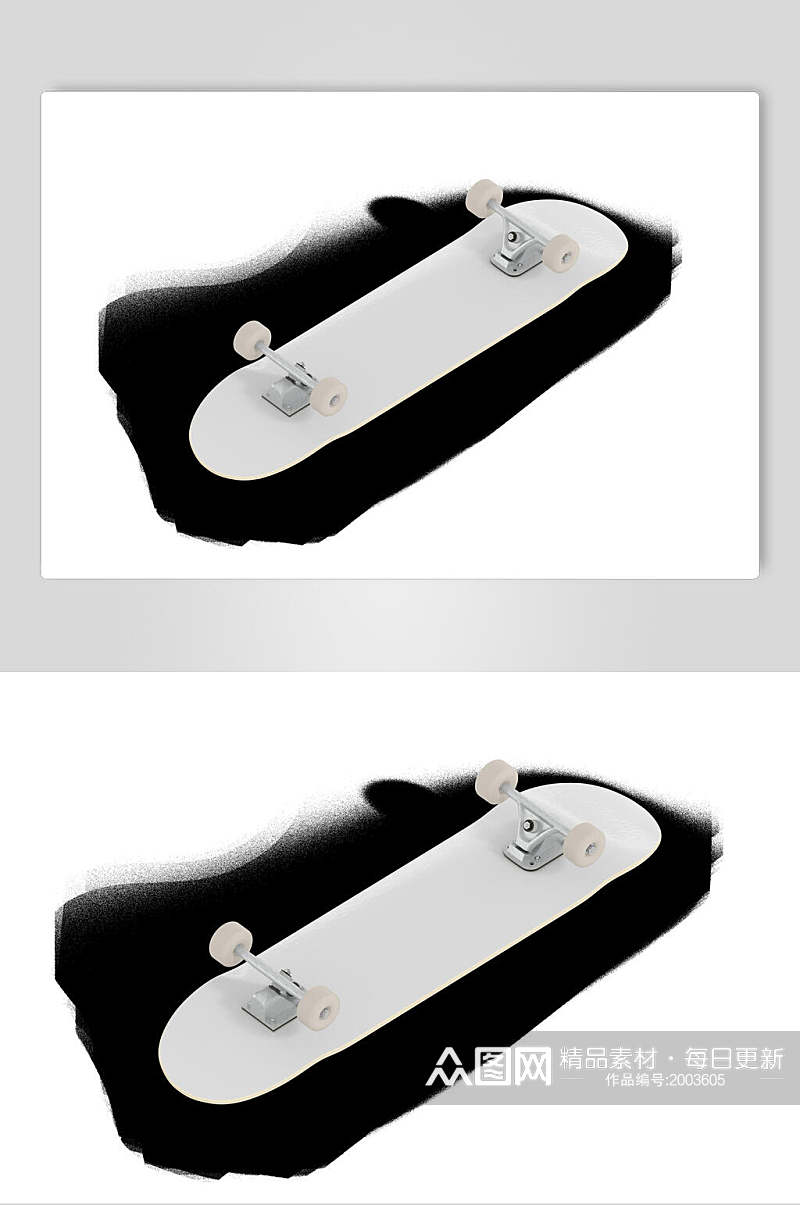 简约黑白滑板样机背面效果图素材