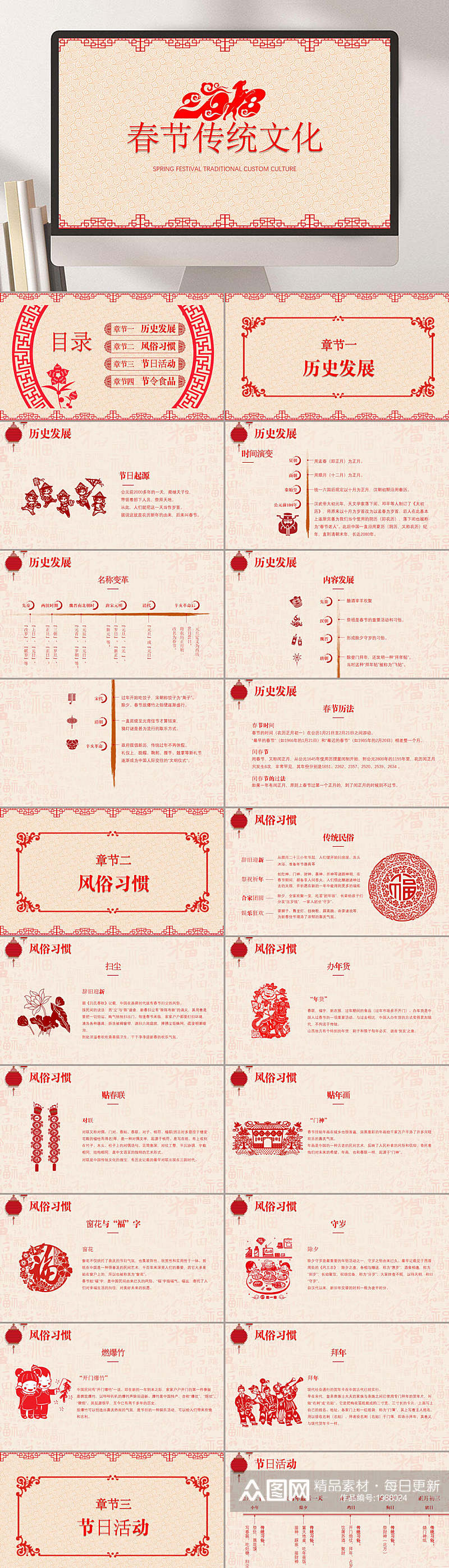 春节传统文化中国风通用PPT素材